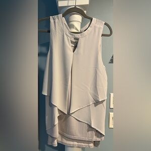 Doe & Rae light Gray Sleeveless Layered Blouse